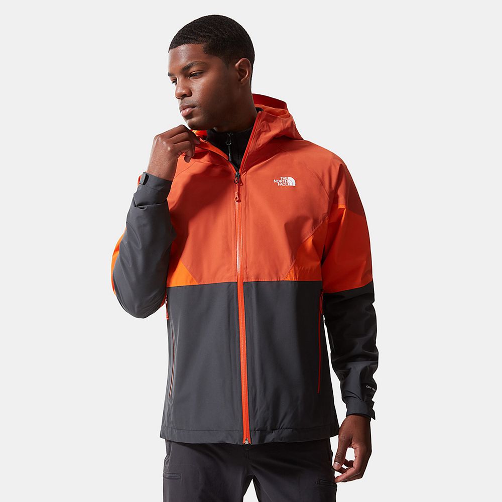 The North Face Waterproof Jackets Mens Australia - The North Face Lightning Orange / Dark Grey Hikin